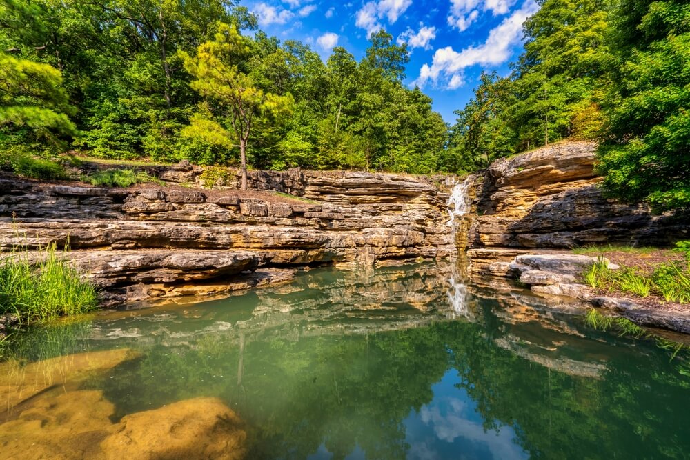 View of water and cliffs on Branson hiking trails